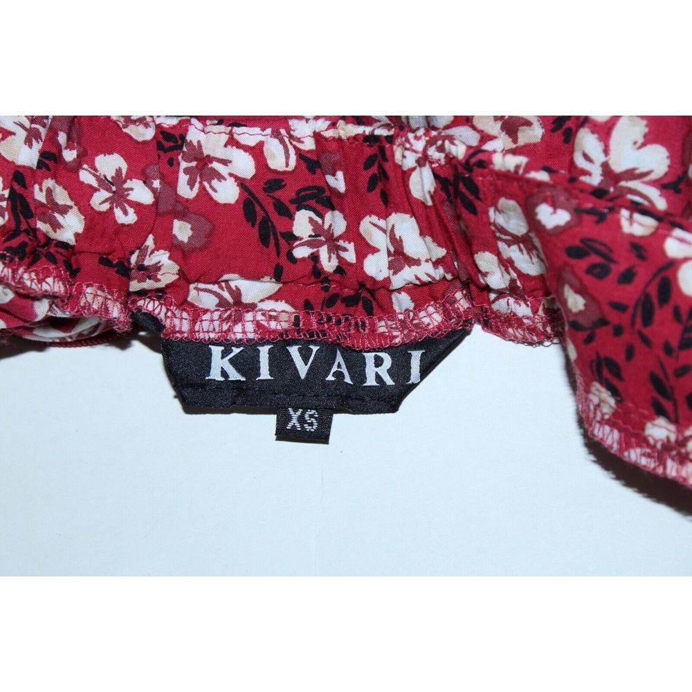 Kivari Women's XS Red White Floral Elastic Waist Rayon Shorts - Picture 7 of 10